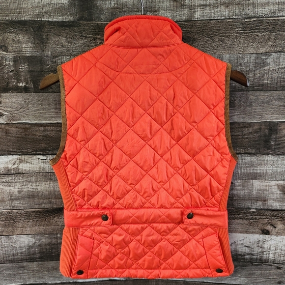 Ralph Lauren Sport Orange Quilted Suede Zip Front Vest Women's Medium - Picture 7 of 14